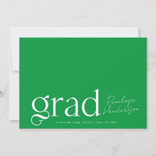 Grüne Schulfarben Foto Class of 2025 Abschluss Ankündigung (Vorderseite)