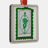 Grüne Schulterblattverzierung Silbernes Ornament (Rechts)