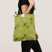 Grüne Schwalbe Blume Muster Tote Tasche (Von Nahem)
