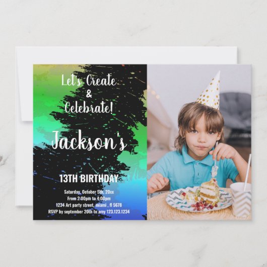 Grüne Schwarz Farben Farbe Farbe Farbe Farbe Farbe Einladung (Vorderseite)