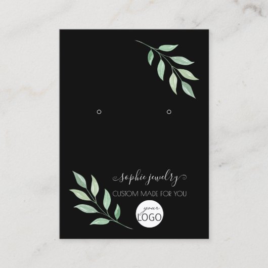 Grüne Schwarz-Script-Schmucklogos Visitenkarte (Vorderseite)