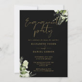 Grüne Schwarz und Gold-Engagement Partei Einladung (Vorderseite)