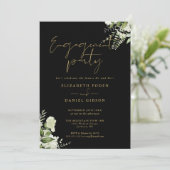 Grüne Schwarz und Gold-Engagement Partei Einladung (Stehend Vorderseite)