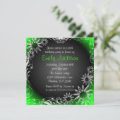 Grüne Schwarz-weiße Blüte, süß 16 Blumenladen Einladung (Stehend Vorderseite)