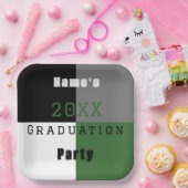 Grüne schwarz-weiße Graduierungspartei Pappteller (Party)