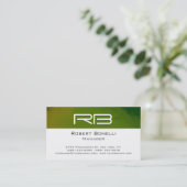 Grüne Schwarz-weiße Monogram Manager-Visitenkarte Visitenkarte (Stehend Vorderseite)