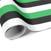 Grüne Schwarz-weiße Streifen Geschenkpapier (Rolleneckpunkt)