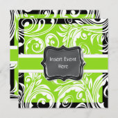 Grüne Schwarz-weiße Verlobung Hochzeit Einladung (Vorne/Hinten)