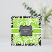 Grüne Schwarz-weiße Verlobung Hochzeit Einladung (Stehend Vorderseite)