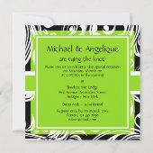 Grüne Schwarz-weiße Verlobung Hochzeit Einladung (Rückseite)