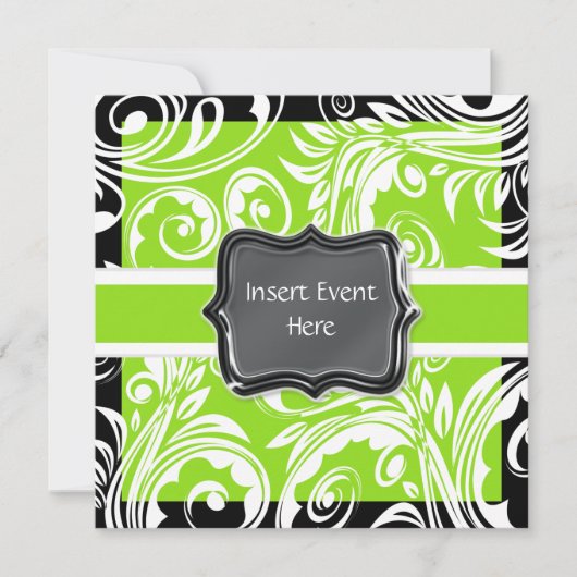 Grüne Schwarz-weiße Verlobung Hochzeit Einladung (Vorderseite)