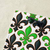 Grüne schwarze Barock-Fleur-de-lis-Muster-Design Strandtuch (Beispiel)