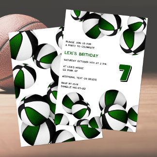 Grüne schwarze Basketball Kinder Sport Geburtstag Einladung