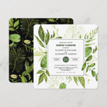 Grüne Schwarze Botanische Wasserfarbenhochzeit