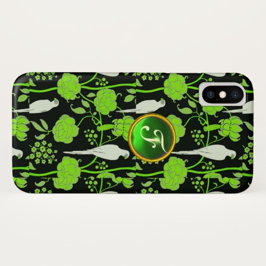 GRÜNE SCHWARZE FLÜSSE, PARROS GEMSTONE MONOGRAMM Case-Mate iPhone HÜLLE (Rückseite (Horizontal))