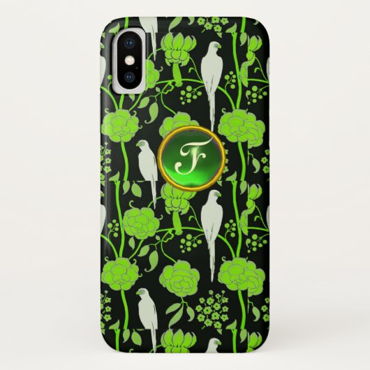 GRÜNE SCHWARZE FLÜSSE, PARROS GEMSTONE MONOGRAMM Case-Mate iPhone HÜLLE (Rückseite)