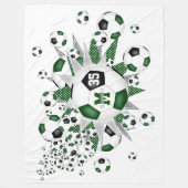 grüne schwarze Fußball-Bälle Stars Mädchen benenne Fleecedecke (Vorderseite)