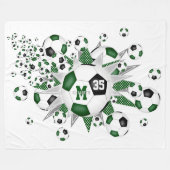 grüne schwarze Fußball-Bälle Stars Mädchen benenne Fleecedecke (Vorderseite (Horizontal))