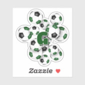 grüne schwarze Fußball-Sticker mit Monogramm Aufkleber (Blatt)