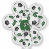 grüne schwarze Fußball-Sticker mit Monogramm Aufkleber (Vorderseite)