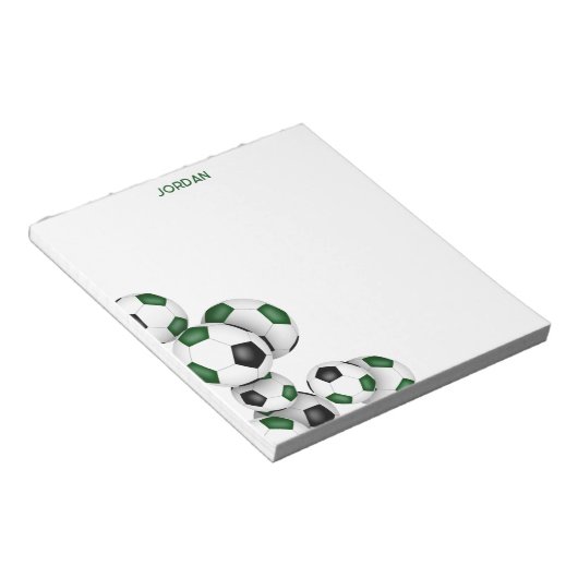 grüne schwarze Fußballbälle Akzent individuelle Na Notizblock (angewinkelt)