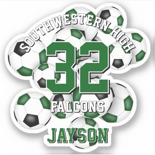 Grüne schwarze Fußballmannschaft farbenfrohe Jungs Aufkleber (Vorderseite)