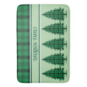 Grüne schwarze, gemütliche Tartan Pine Trees Badematte (Vorderseite Vertikal)