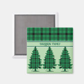 Grüne schwarze, gemütliche Tartan Pine Trees Magnet (Vorderseite/Rückseite)