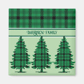 Grüne schwarze, gemütliche Tartan Pine Trees Magnet (Vorne)