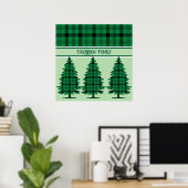 Grüne schwarze, gemütliche Tartan Pine Trees Poster (Heimbüro)