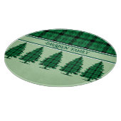 Grüne schwarze, gemütliche Tartan Pine Trees Schneidebrett (Ecke)