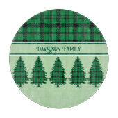 Grüne schwarze, gemütliche Tartan Pine Trees Schneidebrett (Vorderseite)