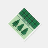 Grüne schwarze, gemütliche Tartan Pine Trees Serviette (Ecke)