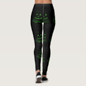 Grüne, schwarze Halloween-Kürbislaternen Leggings (Rückseite)
