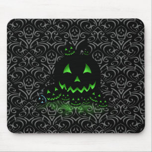 Grüne, schwarze Halloween-Kürbislaternen Mousepad