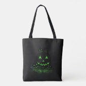 Grüne, schwarze Halloween-Kürbislaternen Tasche (Rückseite)