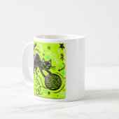 Grüne schwarze Katze Kaffeetasse (Vorderseite Links)