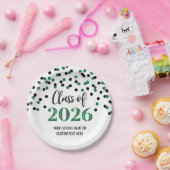 Grüne schwarze Konfetti-Abschlussfeier 2026 Pappteller (Party)