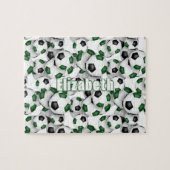 Grüne schwarze Mannschaft Farben Jungs Fußball Puzzle (Horizontal)