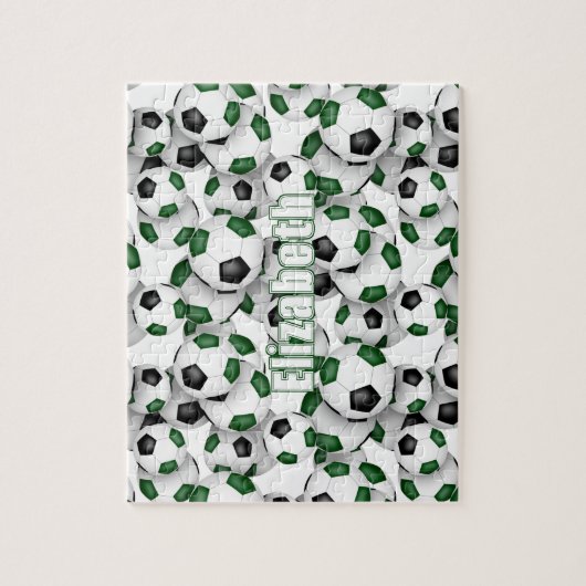 Grüne schwarze Mannschaft Farben Jungs Fußball Puzzle (Vertikal)