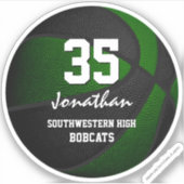 Grüne schwarze Mannschaft spielt Basketball-Girl Aufkleber (Vorderseite)