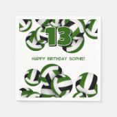 Grüne schwarze Mannschaft - Volleyball-Kindersport Serviette (Vorderseite)