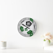 Grüne schwarze Mannschaftsfarben Farbenfrohe Strei Runde Wanduhr (Zuhause)