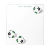 grüne schwarze Mannschaftsfarben Fußballbälle pers Notizblock (Vorderseite)