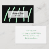Grüne schwarze, minimalistische Visitenkarten Visitenkarte (Vorne/Hinten)