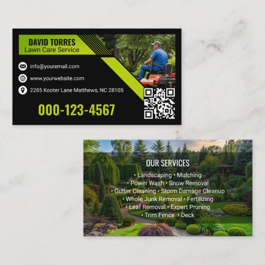 Grüne Schwarze Moderne Landschaftsgestaltung Rasen Visitenkarte (Vorne/Hinten)