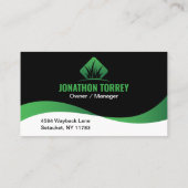 Grüne Schwarze Moderne Rasenpflege Landscaping Visitenkarte (Rückseite)