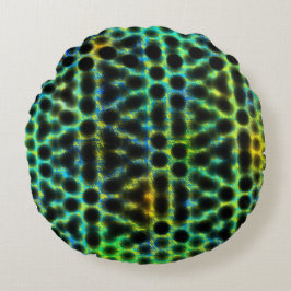 Grüne, schwarze Polka-Punkte erzeugen Formen, Scha Rundes Kissen