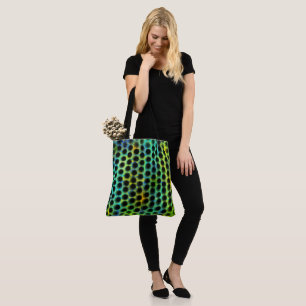 Grüne, schwarze Polka-Punkte erzeugen Formen, Scha Tasche