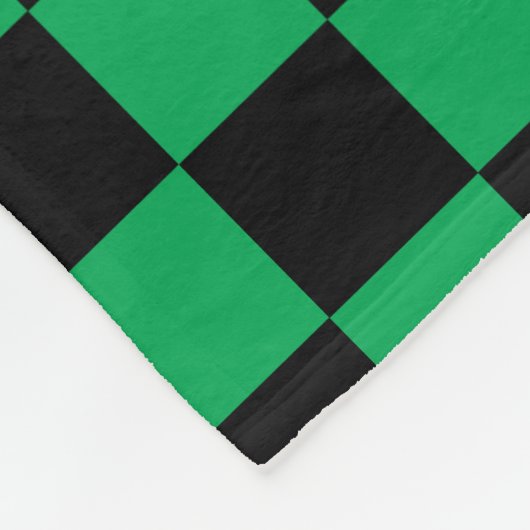 Grüne schwarze Schachbretter Fleecedecke (Ecke)